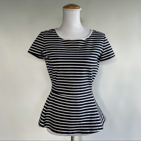 Theory Striped Peplum Top - sz 6 - Picture 1 of 6